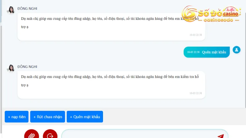 Khôi phục mật khẩu thông qua kênh hỗ trợ live chat
